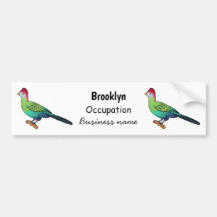 Red-crested turaco bird cartoon illustration bumper sticker
