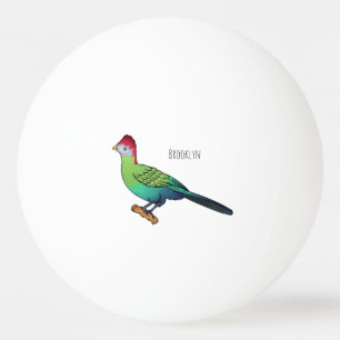 Red-crested turaco bird cartoon illustration ping pong ball