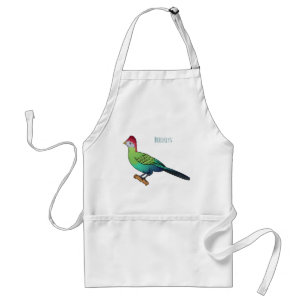 Red-crested turaco bird cartoon illustration standard apron