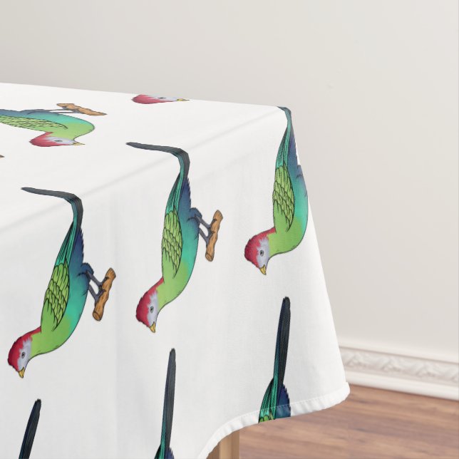 Red-crested turaco bird cartoon illustration tablecloth (In Situ)