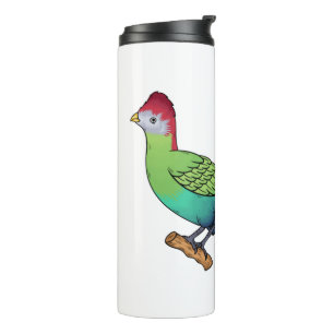Red-crested turaco bird cartoon illustration thermal tumbler