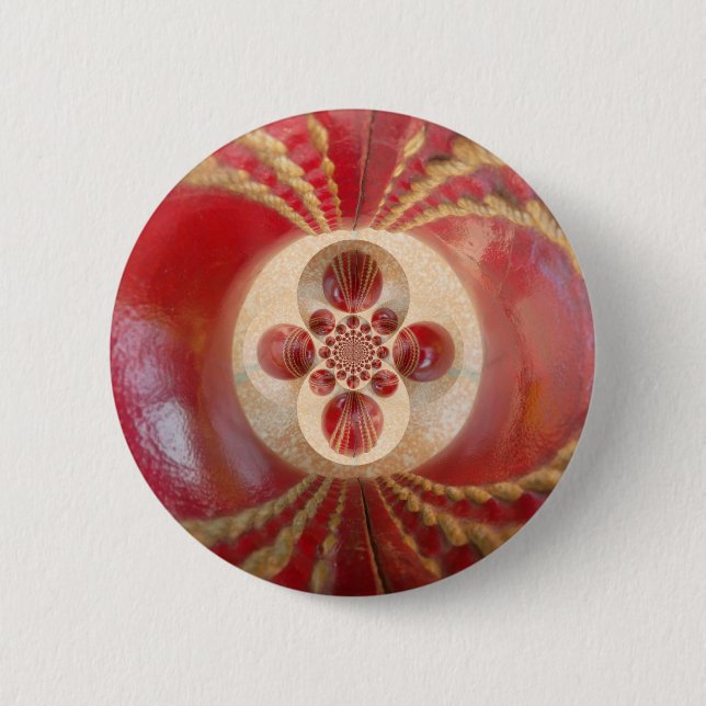 Red Cricket Balls Abstract Art Print Design 6 Cm Round Badge (Front)