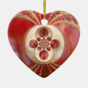 Red Cricket Balls Abstract Art Print Design Ceramic Ornament