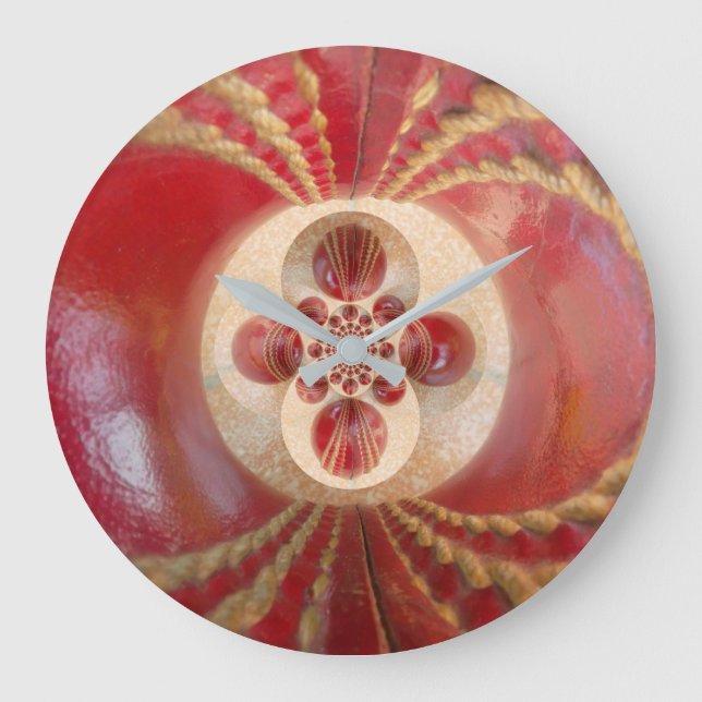 Red Cricket Balls Abstract Art Print Design Large Clock (Front)