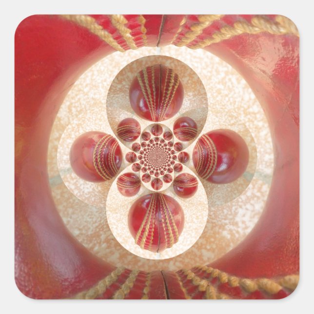 Red Cricket Balls Abstract Art Print Design Square Sticker (Front)