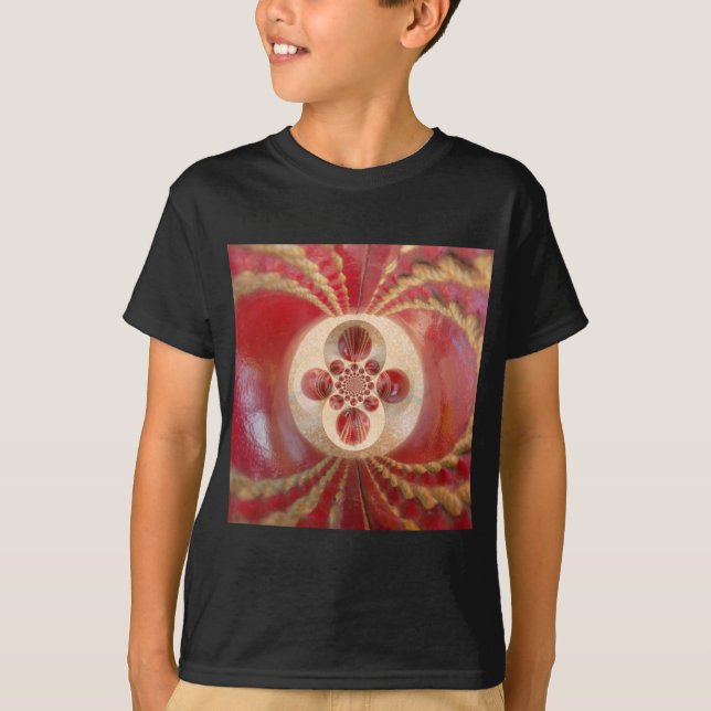 Red Cricket Balls Abstract Art Print Design T-Shirt (Front)