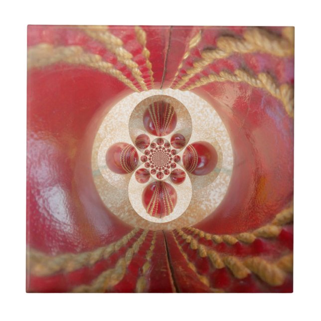 Red Cricket Balls Abstract Art Print Design Tile (Front)