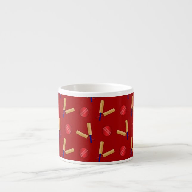Red cricket pattern espresso cup (Front)