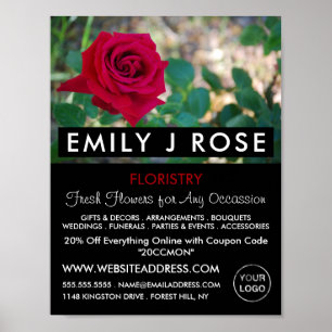 Red Crimson Rose, Floristry Advertising Poster