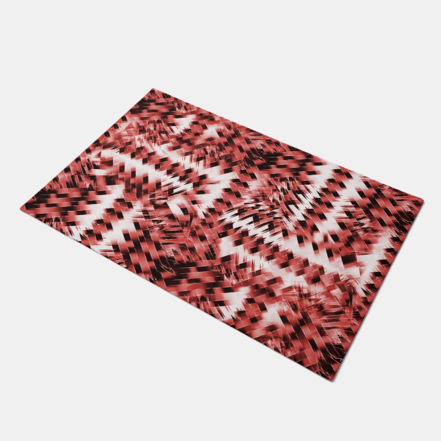 Red crisscross stripes with gradient or polished   doormat (Angled)