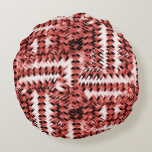 Red crisscross stripes with gradient or polished   round cushion