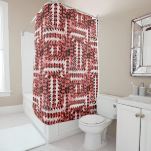 Red crisscross stripes with gradient or polished shower curtain