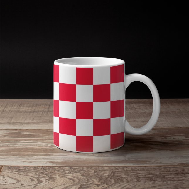 Red Croatian Geometric Checkers Coffee Mug (Creator Uploaded)