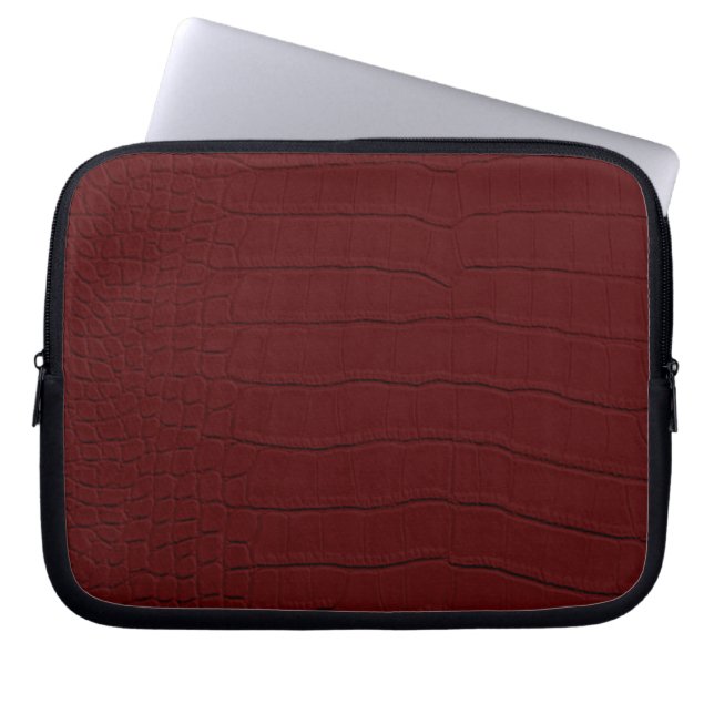 Red Crocodile Skin Print Laptop Sleeve (Front)