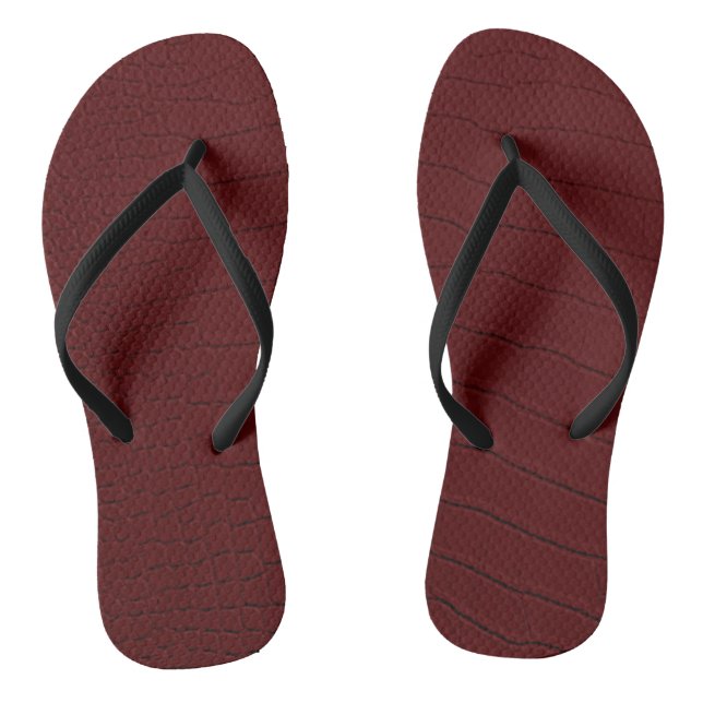 Red Crocodile Skin Print Thongs (Footbed)
