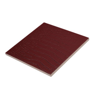 Red Crocodile Skin Print Varnished Ceramic Tile