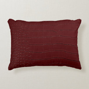 Red Crocodile Skin Print Varnished Decorative Cushion