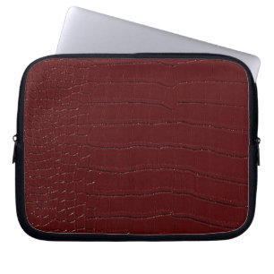 Red Crocodile Skin Print Varnished Laptop Sleeve