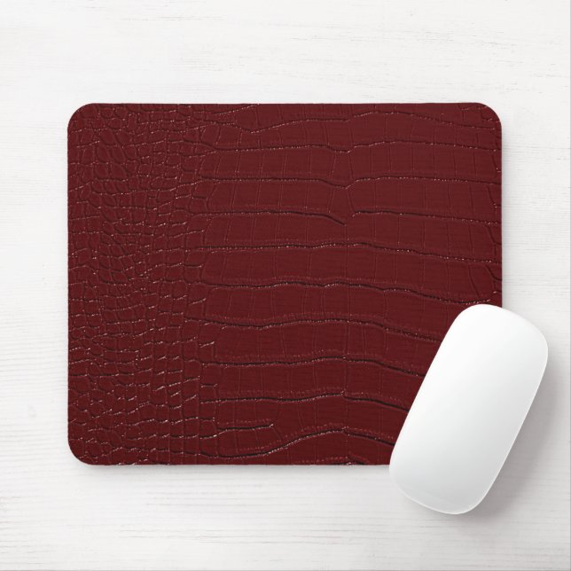 Red Crocodile Skin Print Varnished Mouse Pad (With Mouse)