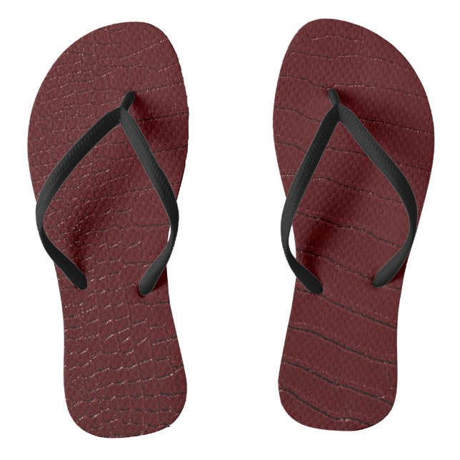 Red Crocodile Skin Print Varnished Thongs (Footbed)