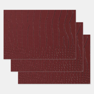 Red Crocodile Skin Print Varnished Wrapping Paper Sheet
