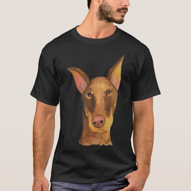 Red Cropped Doberman T-Shirt (Front)