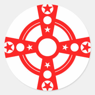 Red Cross and Stars Classic Round Sticker