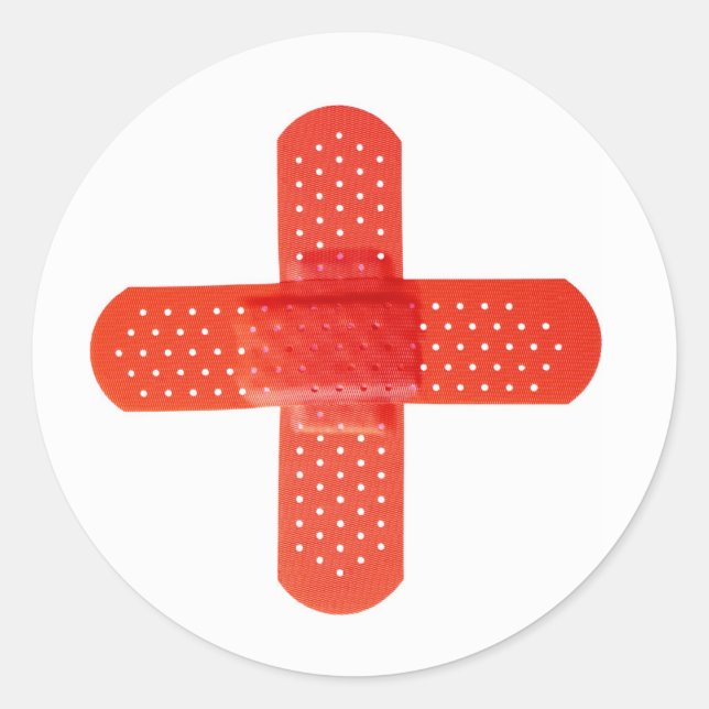 Red cross classic round sticker (Front)