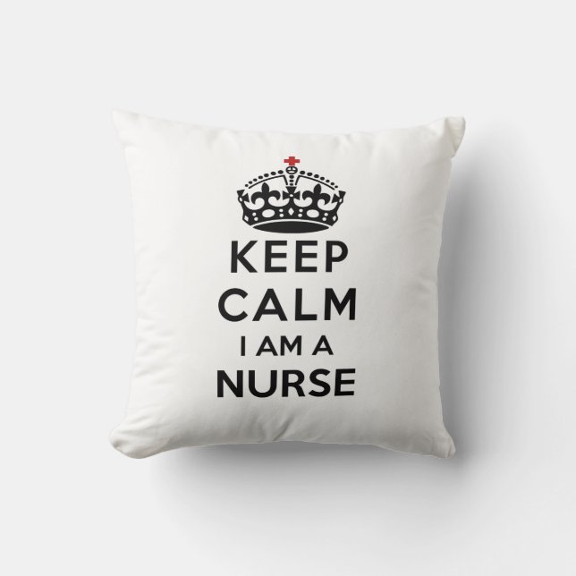 red cross crown Keep Calm I am a Nurse Cushion (Front)