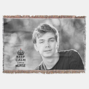 red cross crown Keep Calm I am a Nurse Throw Blanket