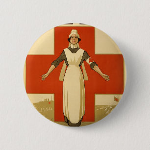 Red Cross Field Nurse Poster Reading HELP 6 Cm Round Badge
