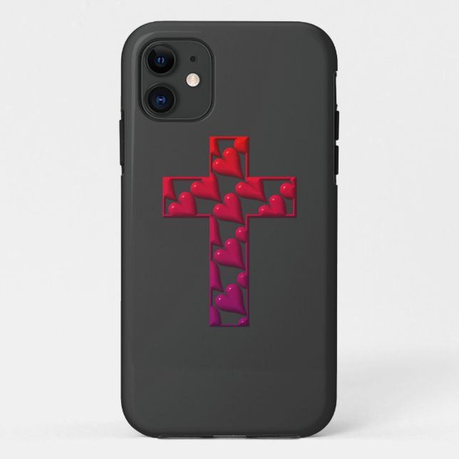 Red Cross filled with hearts Case-Mate iPhone Case (Back)