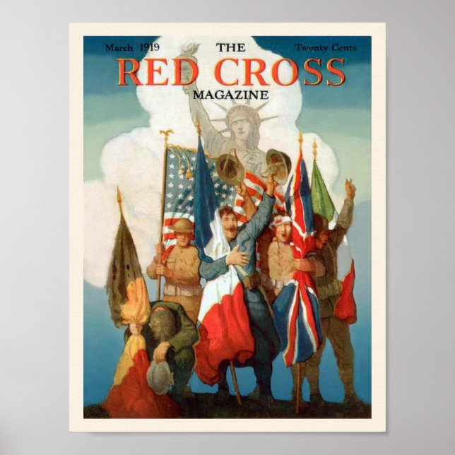 Red Cross Magazine Features WWI Soldiers Poster (Front)