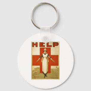 Red Cross Nurse Help Advertisement World War 2 Key Ring