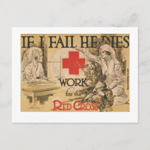 Red Cross Poster - If I Fail He Dies Postcard