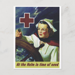 Red Cross Poster - Nurse at the Helm Postcard