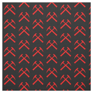 Red Crossed Rock Hammers Fabric