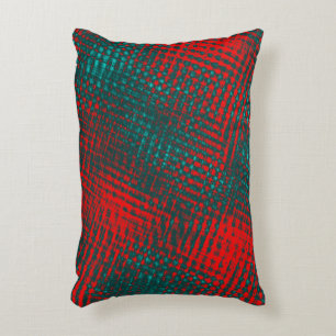 Red crossed scratches on charred cyan or grey sky decorative cushion