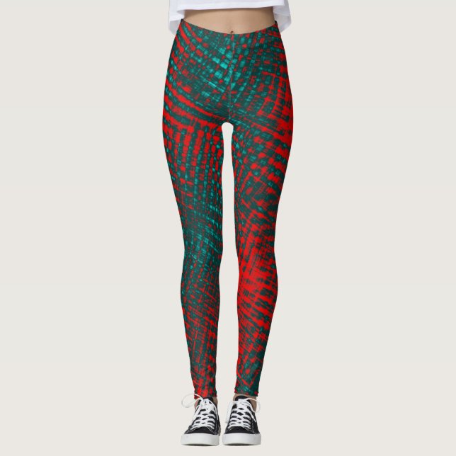 Red crossed scratches over charred sky or cyanish leggings (Front)