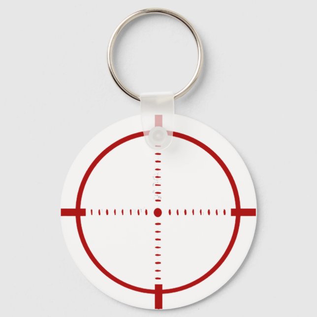 Red Crosshair Target Button  Key Ring (Front)