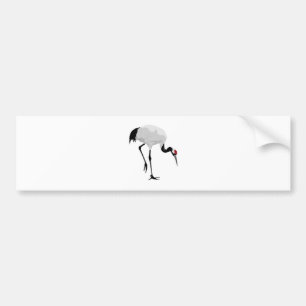 Red-Crowned Crane (a.k.a. Japanese Crane) Bumper Sticker