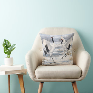 Red-crowned Cranes in Winter Cushion