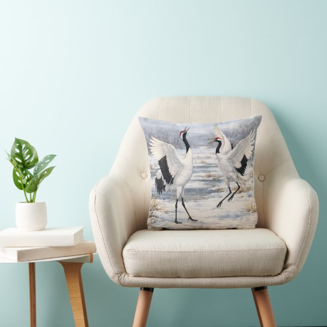 Red-crowned Cranes in Winter Cushion (Chair)