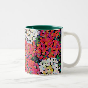 Red Crystal Floral Blooms Two-Tone Coffee Mug