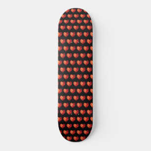 Red crystal heart pattern skateboard