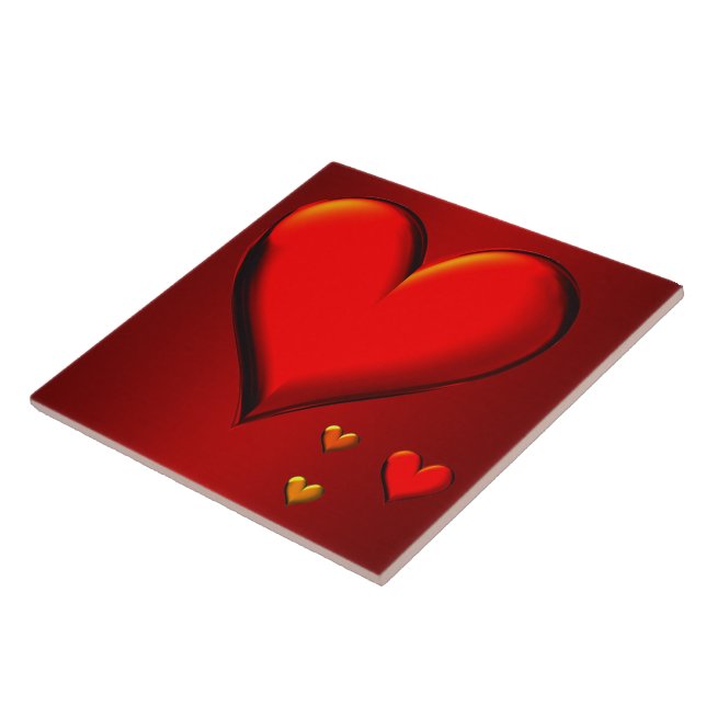 Red Crystal Hearts Ceramic Tile (Side)