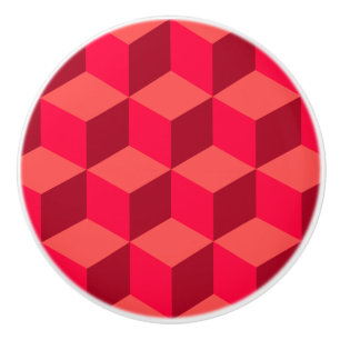 Red Cubes Ceramic Knob