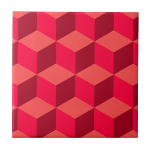 Red Cubes Ceramic Tile