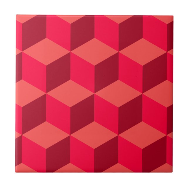 Red Cubes Ceramic Tile (Front)