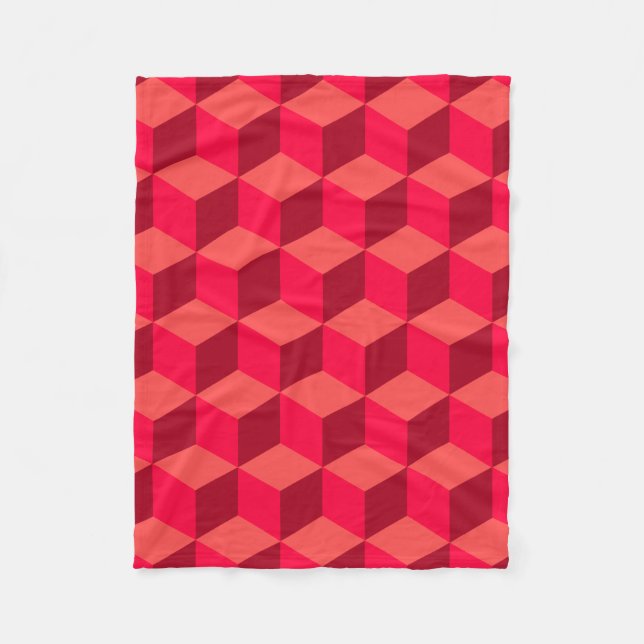 Red Cubes Fleece Blanket (Front)